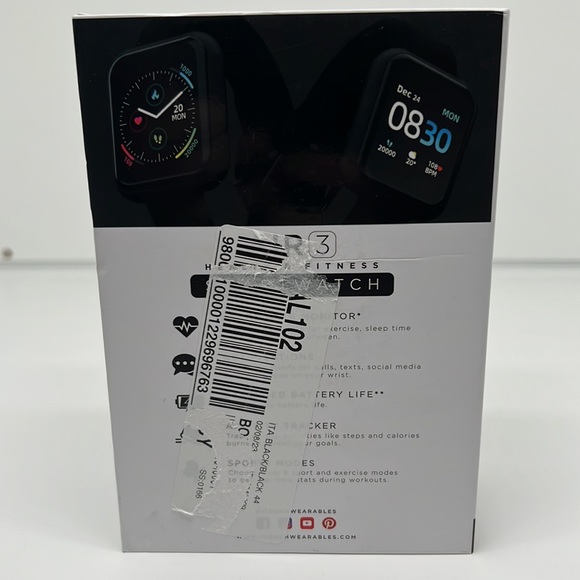 ITOUCH Air 3 Unisex Heart Rate Black Strap Smart Watch 44mm - Picture 6 of 6
